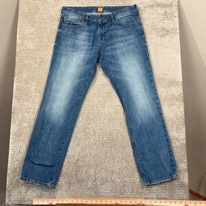 BOSS Orange Jeans Men Regular Fit Blue Wash Denim Straight Leg Pants Size 36